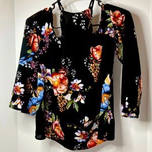Cold shoulder floral top